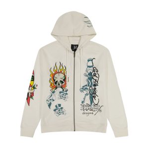 Flame Skull Hoodie - Ivory