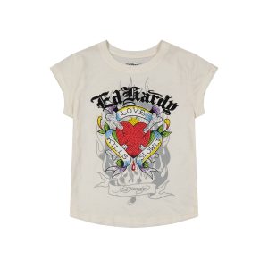 LKS Heart Rhinestone Cap Sleev Tee