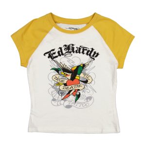 True Eagle Raglan Cap Sleeve Tee - White/Gold