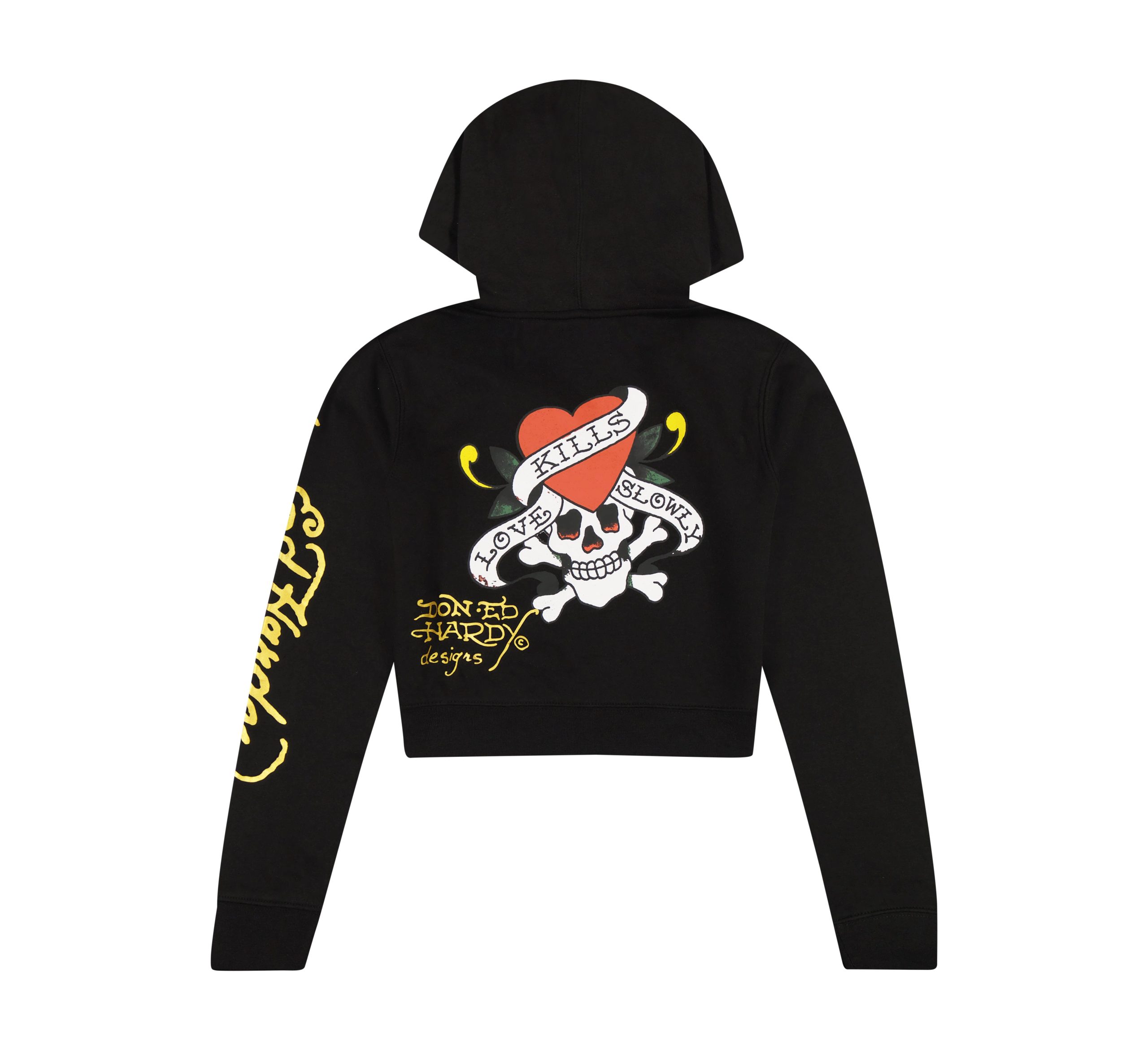 LKS Skull Black Zip Front Cropped Hoodie - Image 4