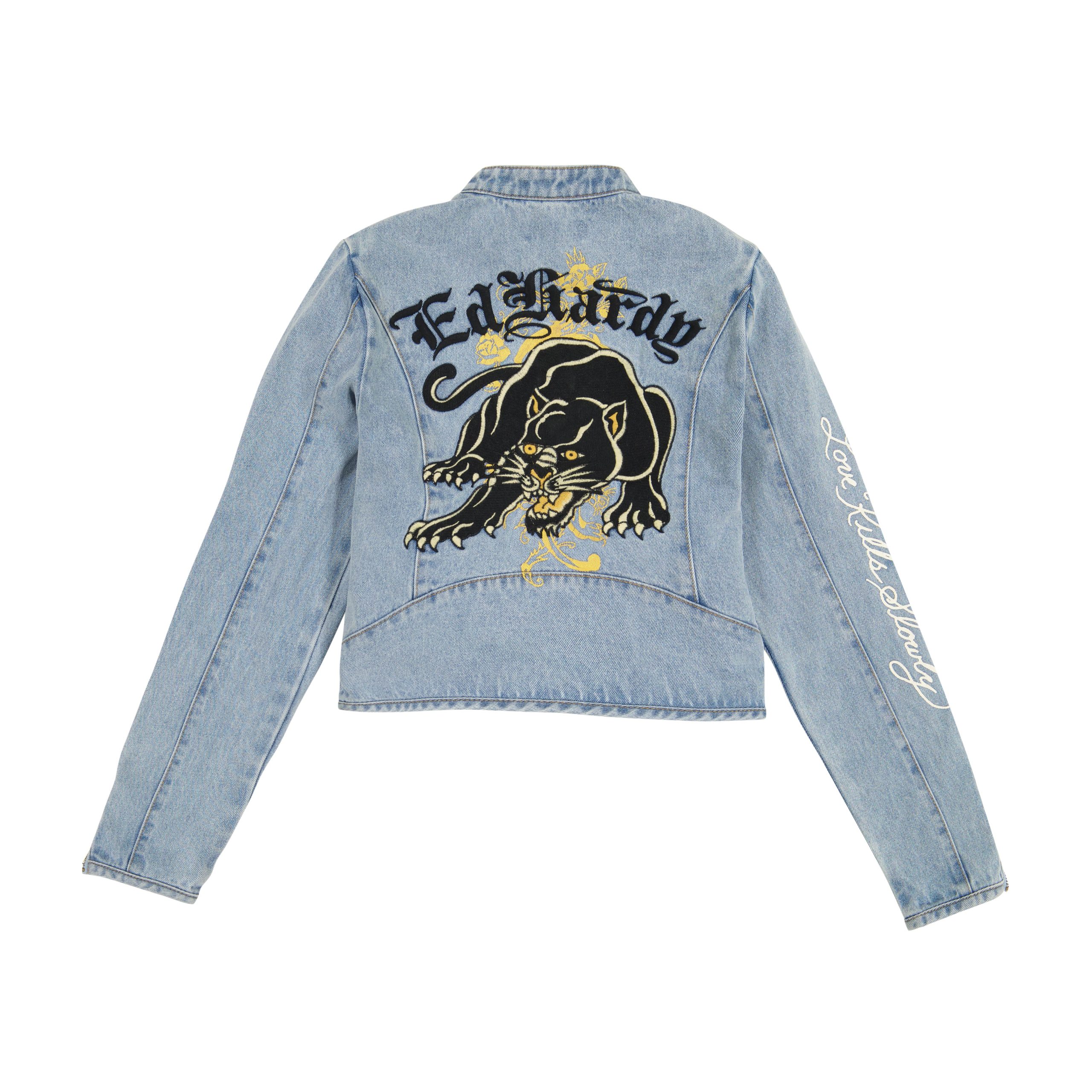 Dragon Panther Denim Moto Jacket - Image 3